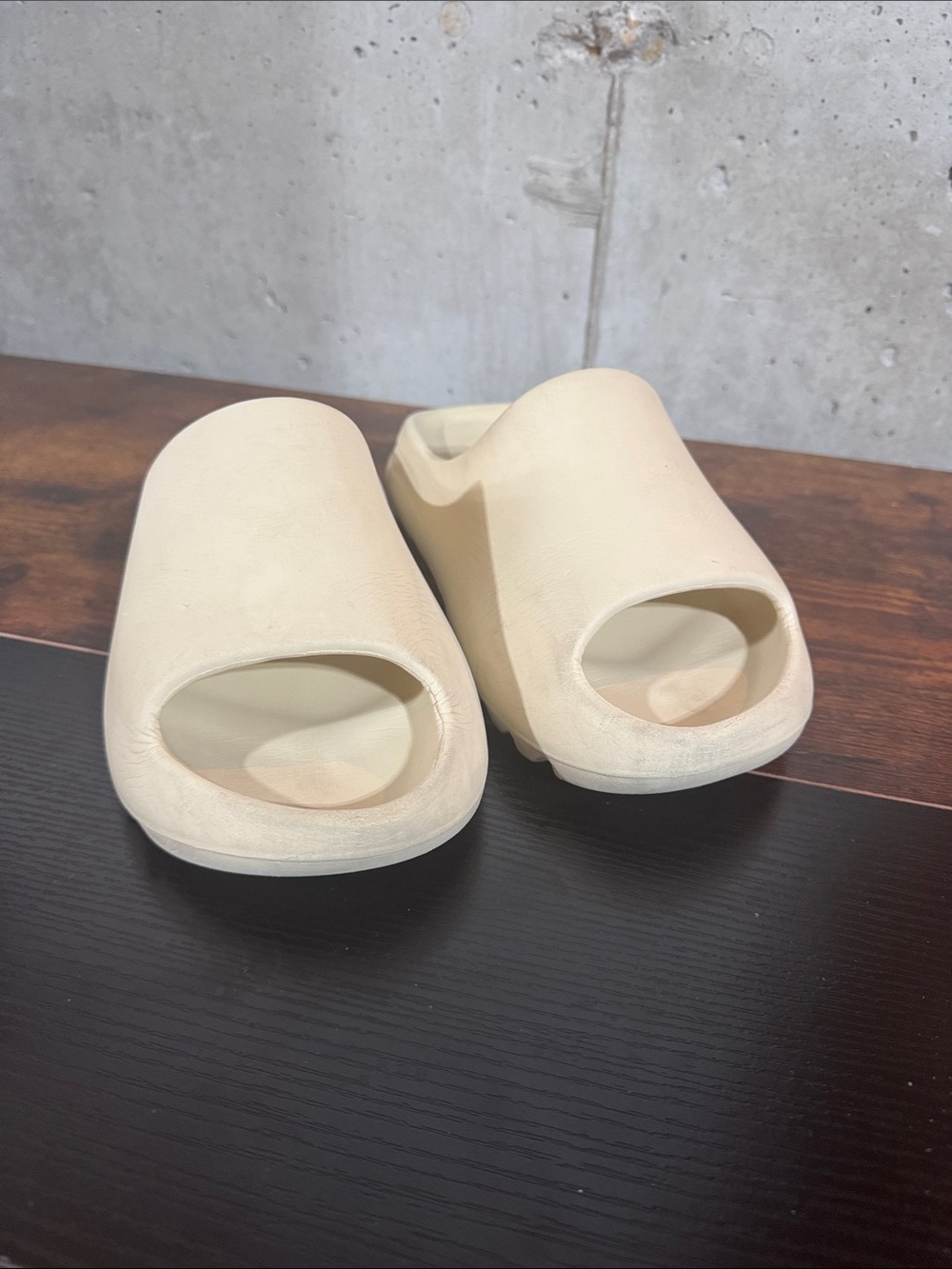Cream Slip-On Peep-Toe Foam Slides